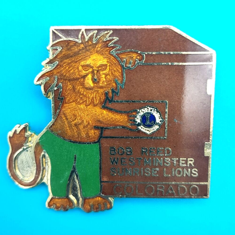 Colorado Westminster Sunrise Lions Club Pinback Enamel Pin Vintage Bob Reed Safe